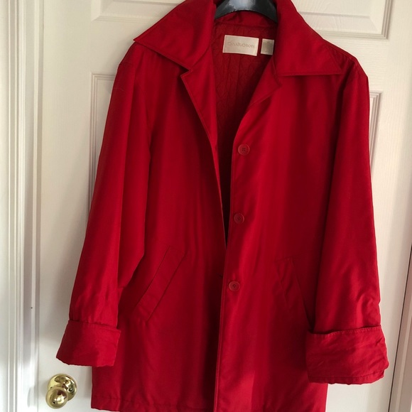 Red silk Dana Buchman topper coat - Picture 5 of 8